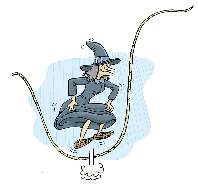 La bruixa saltant a corda